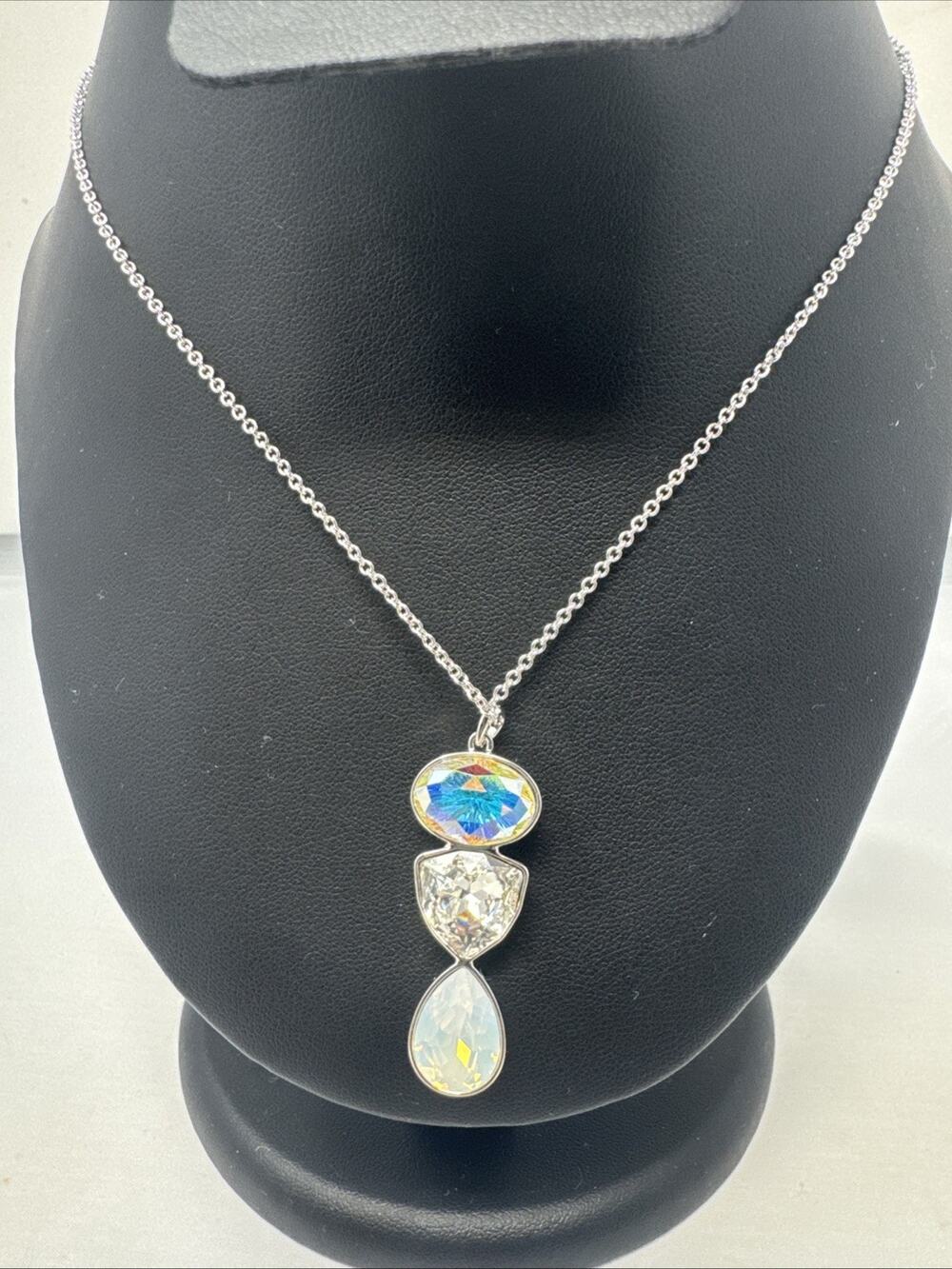 Touchstone Crystal by Swarovski UPRISE Pendant Crystal AB Opal Rhodium Plated
